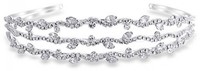 Bling Jewelry Triple Row Leaf Crystal Bridal Tiara Headband Silver Plated Bling Jewelry Triple Row Leaf Crystal Bridal Tiara Headband Silver Plated