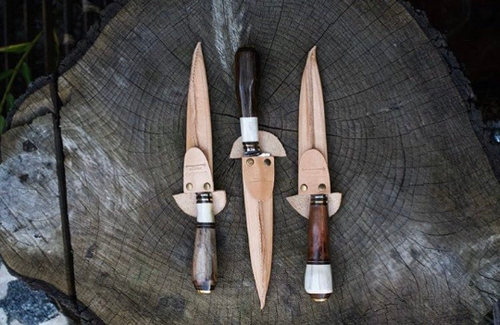 Coltello in legno per barbecue argentino, foglia in acciaio al carbonio 26 cm - Foto 7 di 10