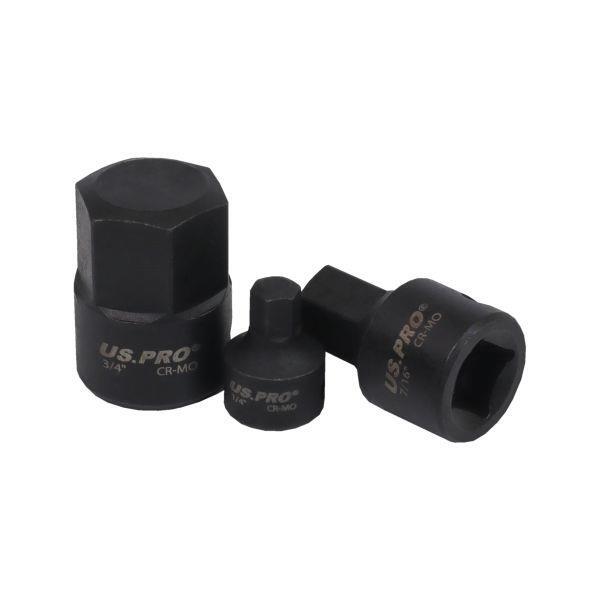 US PRO 9-teiliger Stubby Impact Stecknuss-Satz – 1/4" & 3/8" Antrieb, Sechskant 6-19 Mm, Auf Schiene