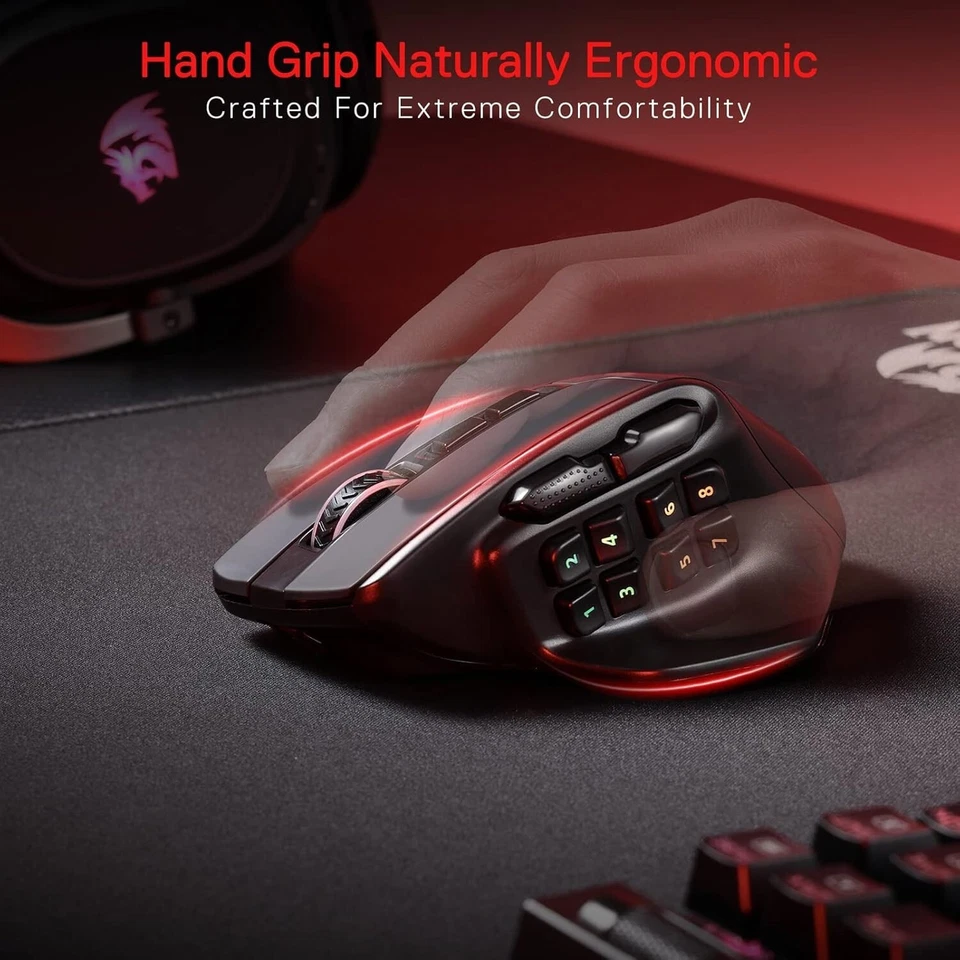 M811 PRO Wireless MMO Gaming Mouse, 15 Programmable Buttons RGB Gamer Mouse w.. - Image 3 of 4