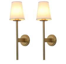  2 PERMO Modern Vintage Wall Sconce W/Flared White Shades,Bedroom Living Room