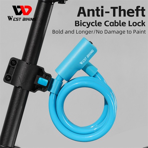 WEST BIKING Alloy Steel Anti-theft Bike Bicycle Secure Cable Lock 2 Keys Bracket - Picture 18 of 27