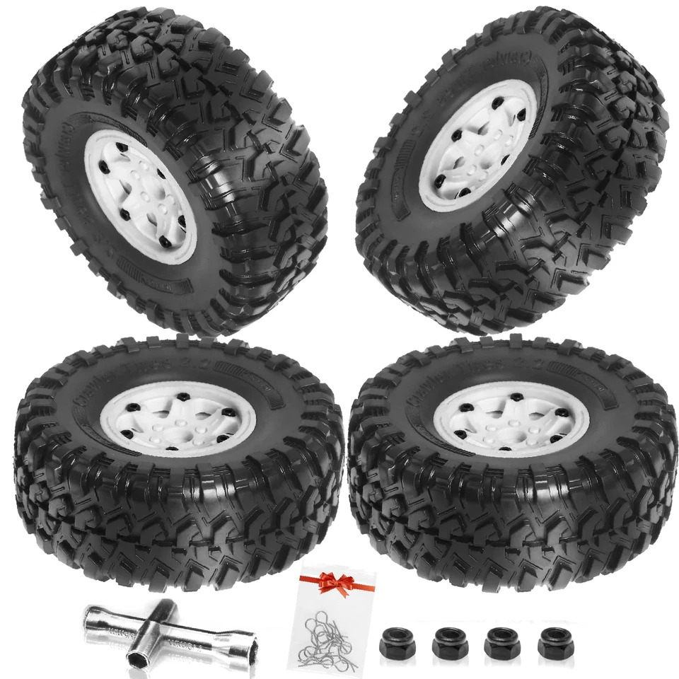 2.2 英寸 Beadlock 轮圈橡胶轮胎套装适用于 1/10 遥控履带式 TRX4 轴向 SCX10 D90 — 第 2/4 张图片