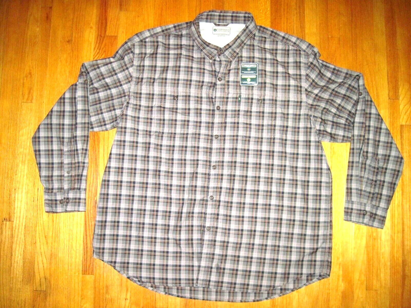 G.H. Bass & Co. Explorer Trail Dry/Shade Gray Plaid Long Sleeve Shirt 3XL NWT
