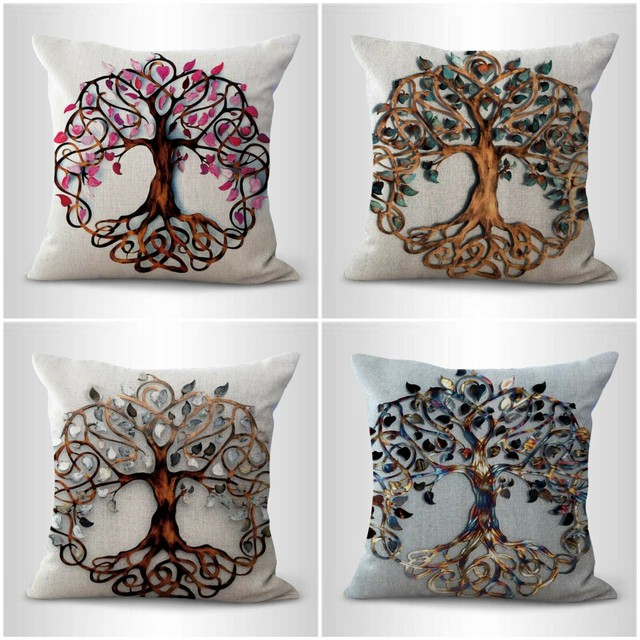 set of 4 tree of life cushion covers replacement chair cushions indoor
