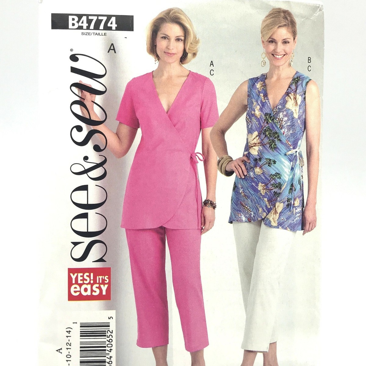 Butterick 4774 Misses Wrap Top Pants Sz 8 14 Uncut Sewing Pattern