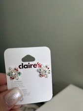 Claire's Crystal Snowflake Christmas Earrings - NEW