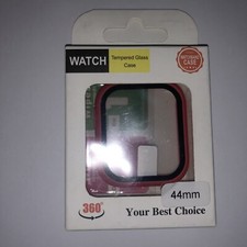 Red Watch Band Case 44 mm Tempered Glass Case
