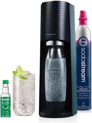 Terra Sparkling Water Maker (Black) with CO2, DWS Bottle and Bubly Drop
