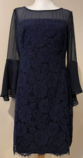 LAUREN by RALPH LAUREN Womens Navy Blue Evening Occasion Dress - Sz 4