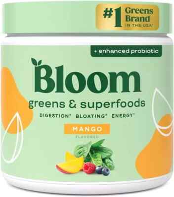Bloom Nutrition Superfood Greens Powder Mango 30 Servings SAME DAY SHIPPING