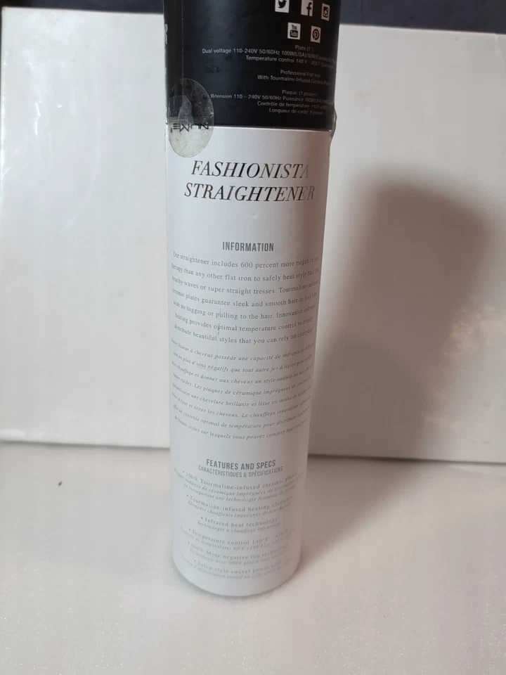 NuMe Fashionista Straightener Professional Flat Iron With Tourmaline-Ceramic New - Image 2 of 4