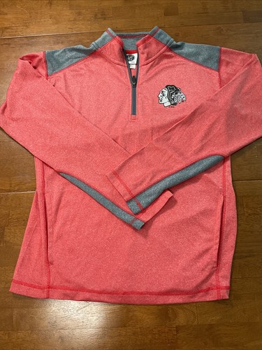 Chicago Blackhawks NHL Mens M Hockey Officially Licensed 1/4 Zip Pullover Red - Picture 2 of 11