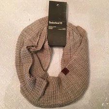 Timberland unisex wool blend warm brand new waffle knit infinity scarf beige 