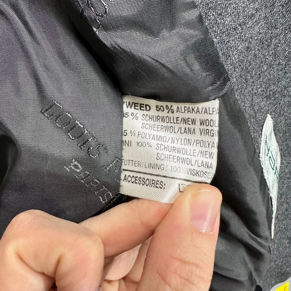 VTG Louis Feraud Blazer Womens EU Size 40 Gray Wool Alpaca Tweed Cuffed Jacket - Image 3 of 4