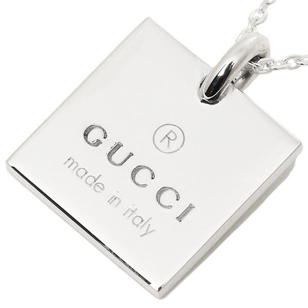 GUCCI Square Tag Plate Logo Engraved Necklace Sv925 Silver GUCCI Square Tag Plate Logo Engraved Necklace Sv925 Silver