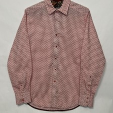 Robert Graham Woven Long Sleeve Button Shirt Geometric Flip Cuff Men Size Small