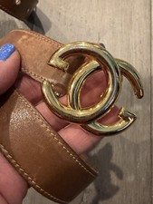 Gucci Belt Vintage GG Buckle Brown Leather Italy 80 32