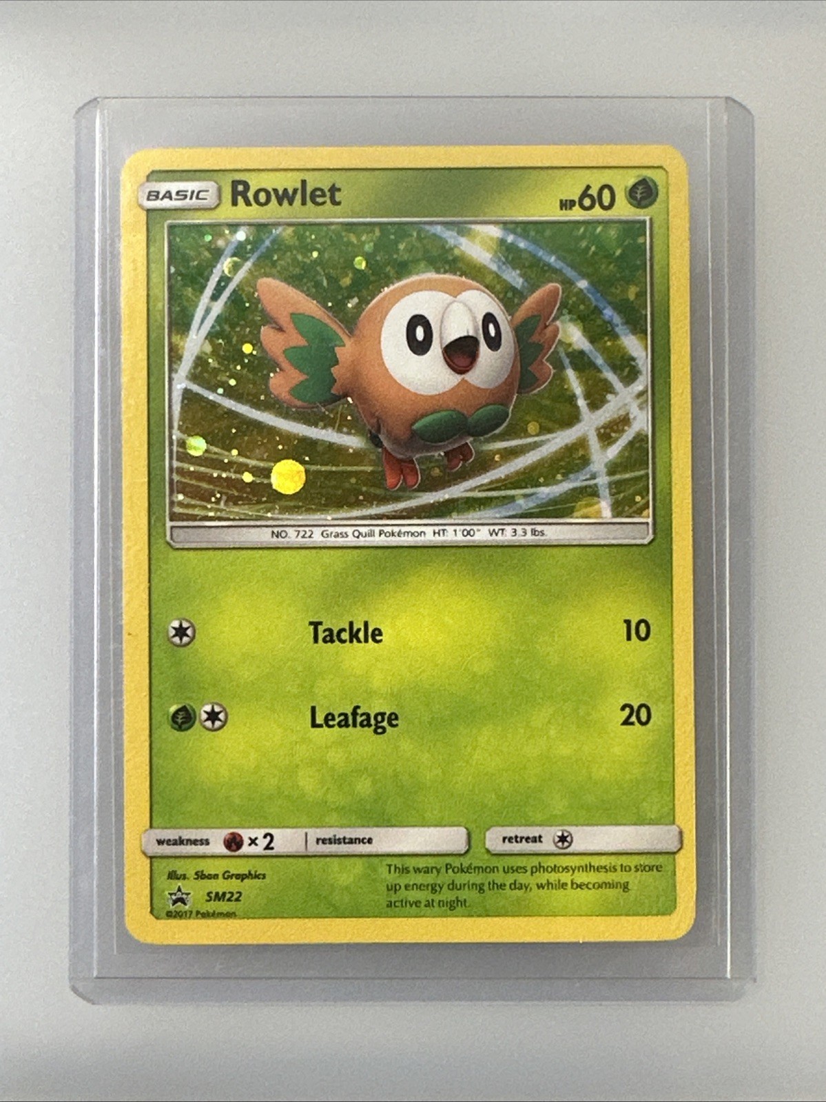 2017 Pokemon, Sun & Moon Promos, #SM22 Rowlet, Holo Black Star Promo NM