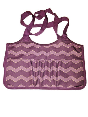 Thirty-One Keep it Tote Caddy Utility Plum Chevron Pockets Medium Organize *NWOT