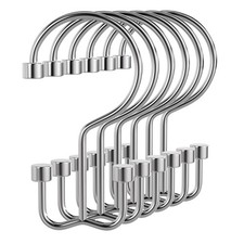 Shower Curtain Hooks Chrome Shower Curtain Rings, 12 Pcs Metal Double Hooks R...
