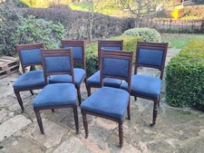 Set of 6 Antique Scottish Victorian Oak dining chairs good upholstery