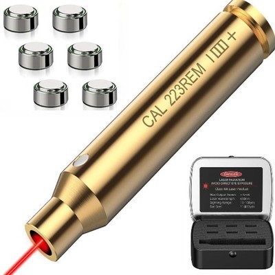 Red Laser Boresighter .223/5.56mm Caliber Bore Sight Kit with Portable Tin Case