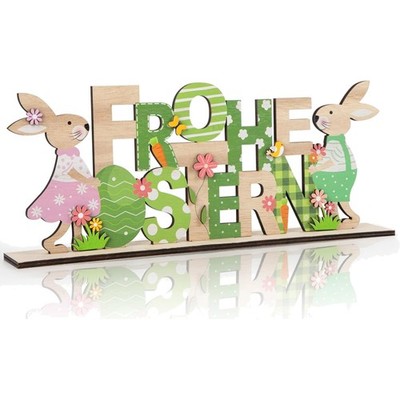 Easter Decoration Rabbit, Decorative Stand for Easter with Lettering and East...