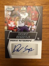 2019 Sage Football Card Drew Sample Rookie Autograph #A55 NRMT. rookie card picture