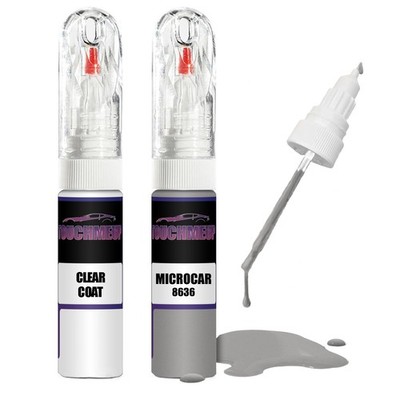 Lackstift für MICROCAR GRIS MINERAL 8636 + Klarlack Pinsel Kratzer Fix Kit