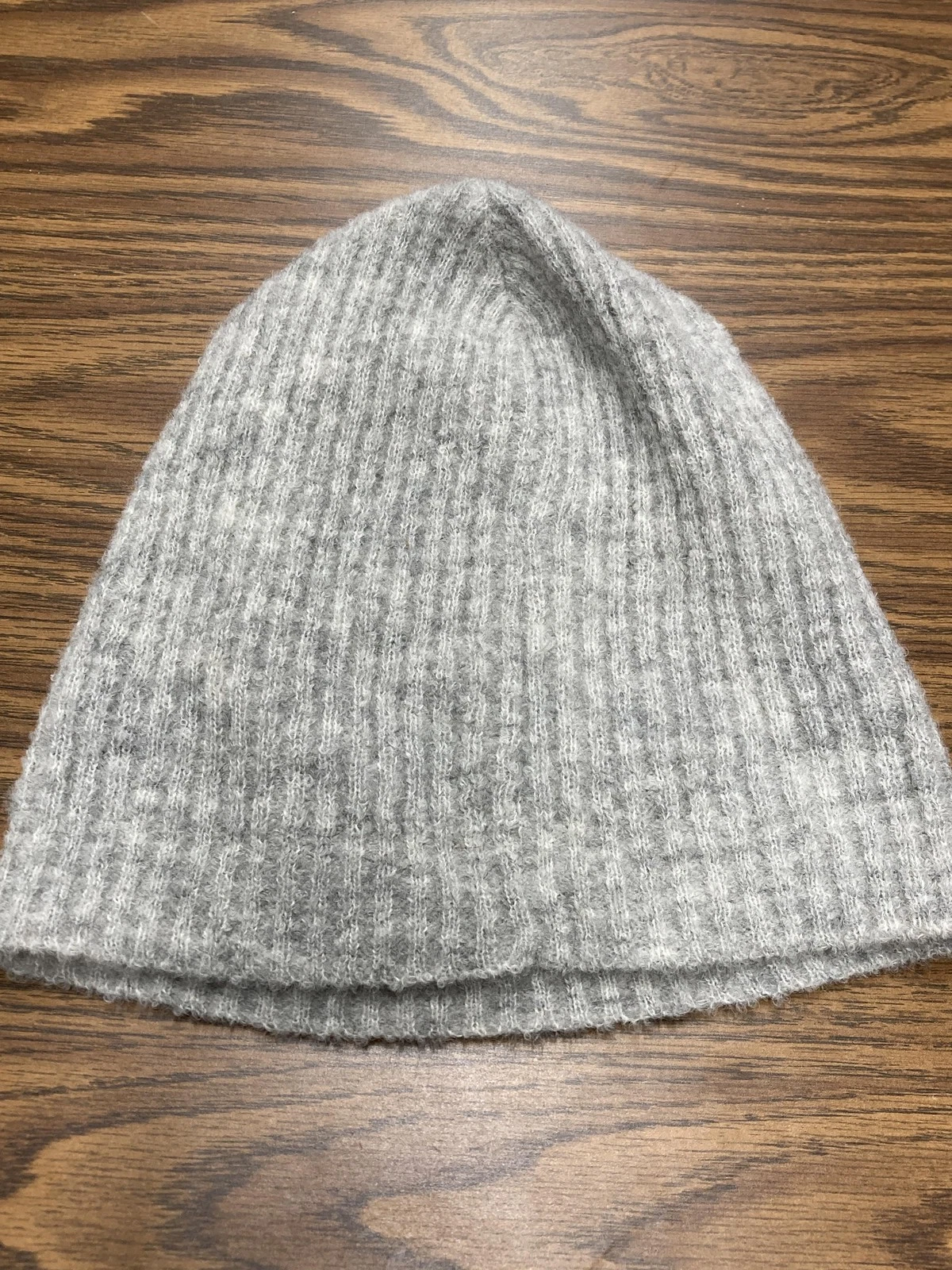 Alpaca Beanie Hat Unisex One Size Gray Rib Knit Stretch Winter Warm Soft Casual