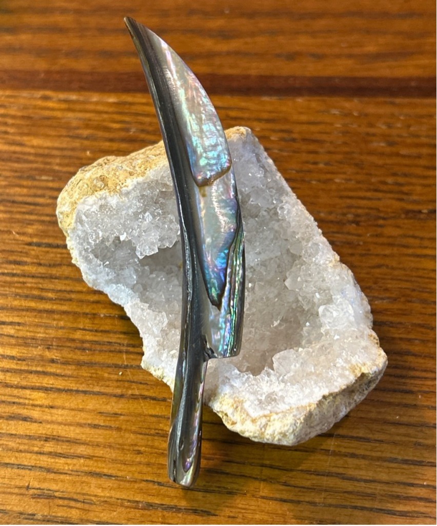 Unique Iridescent Abalone Shell Knife Brooch Pin … - image 1