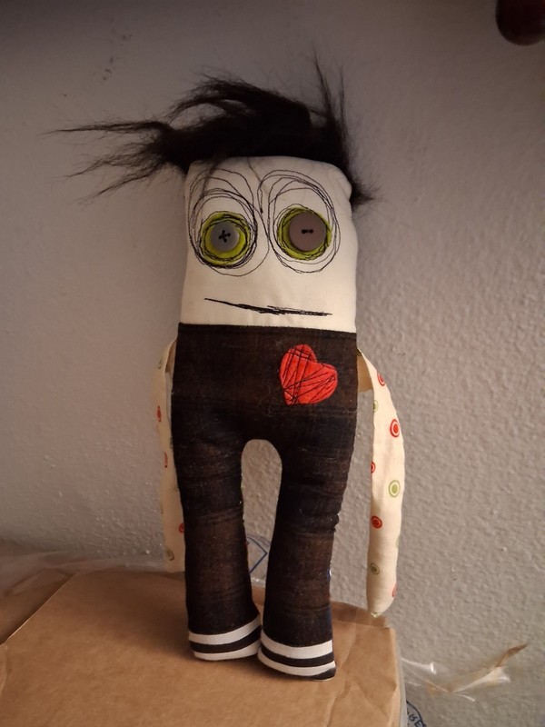 Handmade ugly doll Plush Small Black hair Washable stuffy New Orleans made 