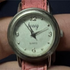 Honey Quartz Wristwatch Pink Leather Band Silver Dial Analog Women's