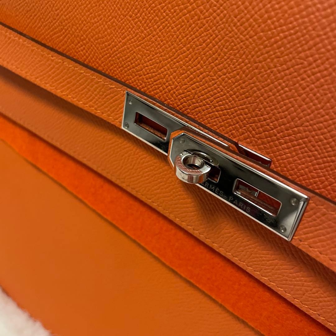 HERMES Paris Kelly Depeches 34 Briefcase Business Bag Orange