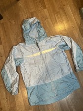 L.L.Bean Kids L 14-16 Hooded Full Zip Lined Colorblock Rain Jacket Blue