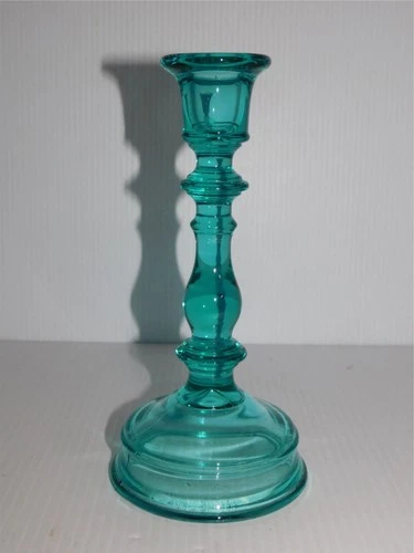 VINTAGE TEAL GLASS CANDLE STICK IMPERIAL FENTON ETC