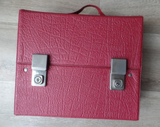 RETRO VINTAGE CASSETTE STORAGE CASE RED VINYL FAUX LEATHER HOLDS 24 TAPES