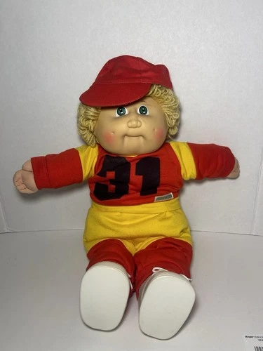 Vintage Cabbage Patch Kids Doll Colorful Sport Outfit, Hat, Shoes, Blush, Shoes
