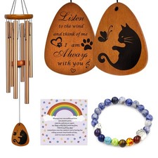 Cat Memorial Gifts - Cat Memorial Wind Chimes, Loss of Cat Sympathy Gift,Pet