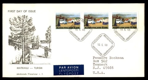Mayfairstamps Finland FDC 1968 Tents Car Matkailu First Day Cover aaw_35111