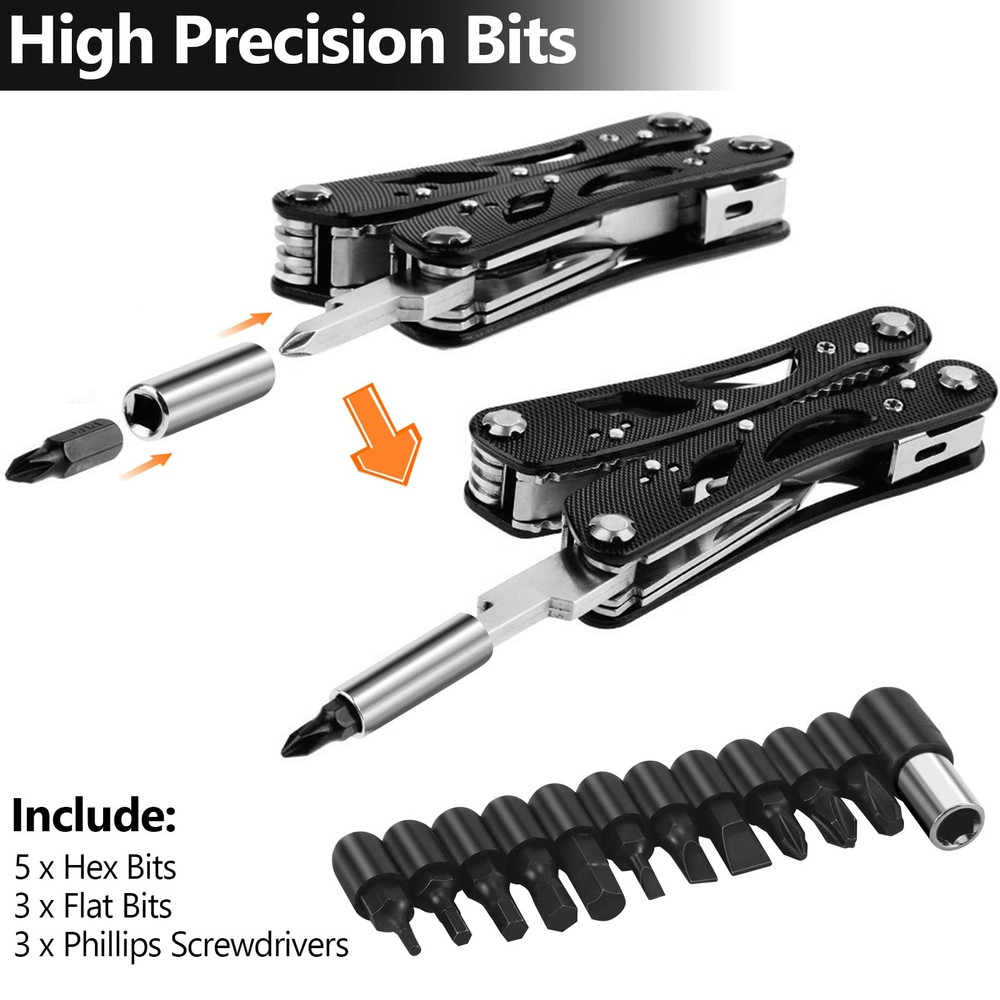 14-in-1 Folding Multi Tool Kit with Knife, Pliers, Saw & Screwdriver Bits