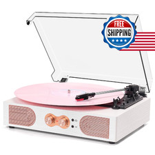 Vinyl Record Player with Built-in Speakers 3-Speed Vintage Record Player Support