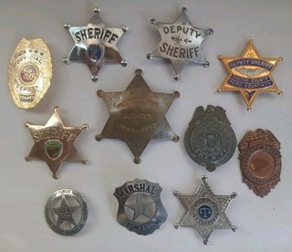 LOT (11) REPLICA Western Sheriff & Marshal Badges Texas Ranger Detective