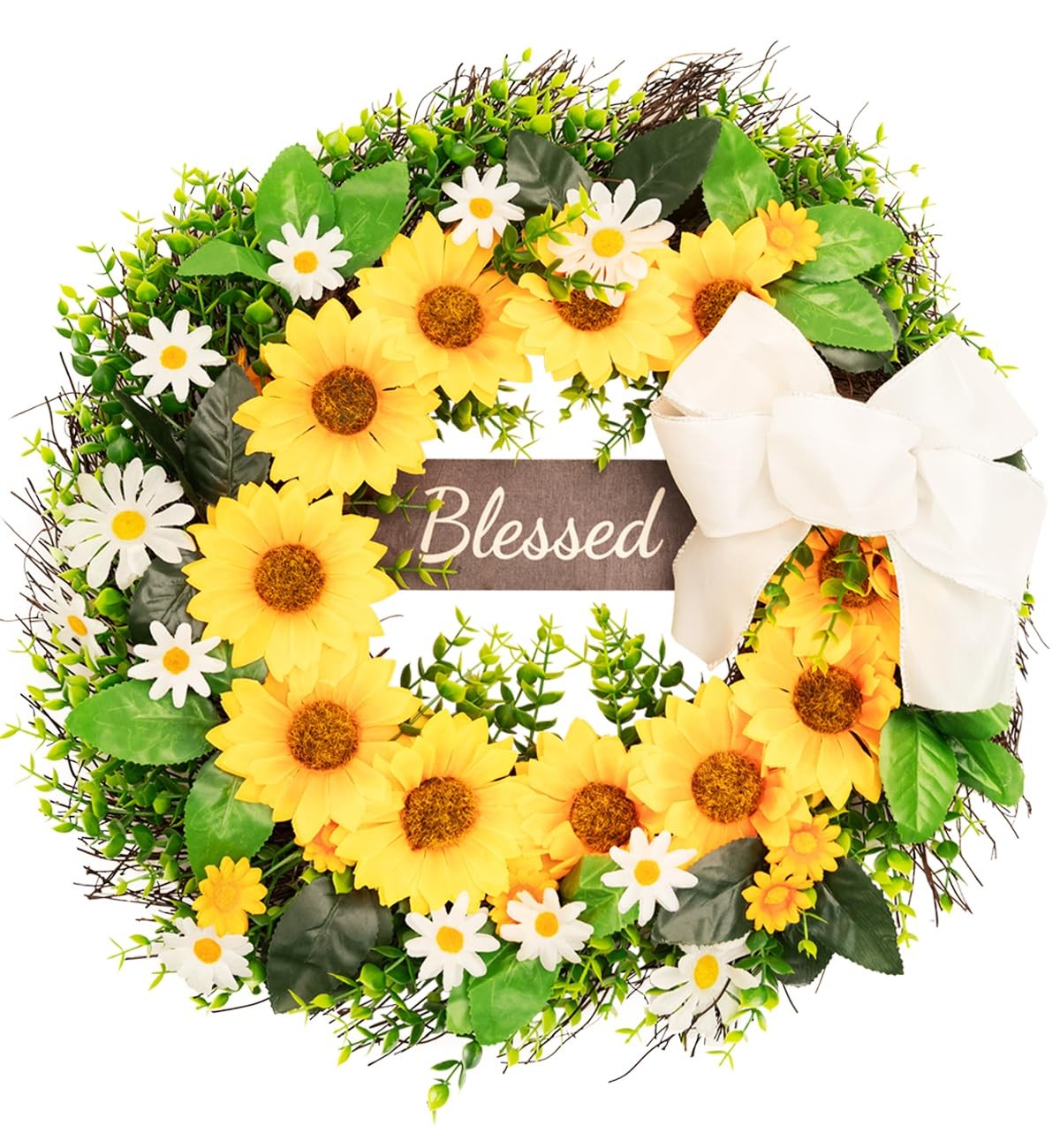 Sunflower and Daisy Front Door Wreath 20