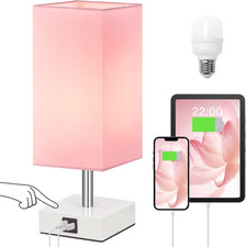 Touch Control Pink Table Lamp with 2 USB Ports  LED Bulb - Modern Design
