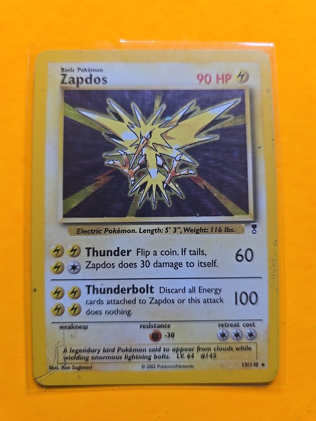Pokemon Zapdos 19/110 WotC Legendary Collection Holo Rare LP