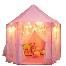 Princess Castle Playhouse Tent for Girls with LED Star Lights – Indoor  Outdo...