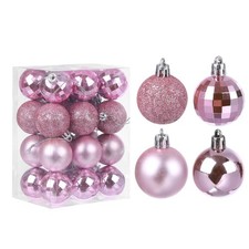24Pcs Pink 1.57 Inch Christmas Balls Shatterproof Ornaments Balls