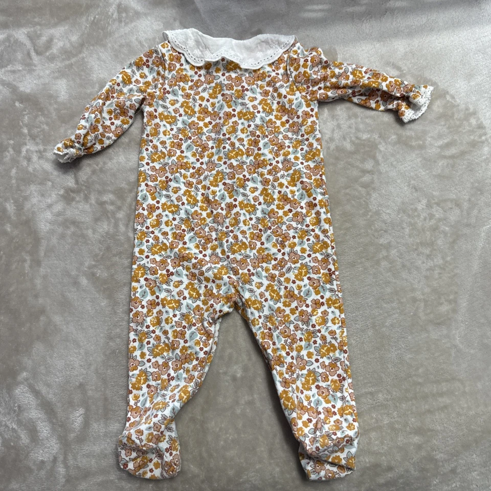 Nicole Miller Bebé Niñas Una Pieza Estampado Floral Largo Aleeve Talla 6-9 Meses Foto 4 de 4